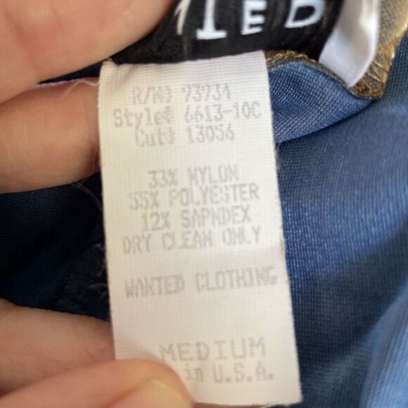 WANTED CLOTHING Mini Dress MEDIUM Fade Shimmer Velvet Gold Blue Bodycon Vintage - Picture 6 of 7